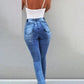 Women's High Waist Slit Hem Jeans